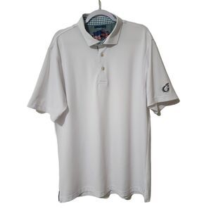 C. Defoor Handcrafted Georgia Cup Golf Club Mens Polo Shirt White Logo Size L